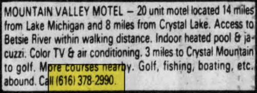 Mountain Valley Lodge & Campground - May 10 1987 Ad (newer photo)